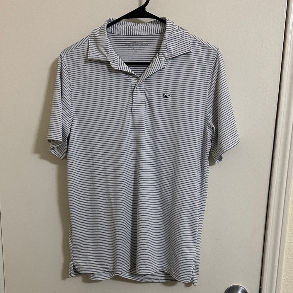 EUC Vineyard Vines Boys On The Go Sankaty Striped Short Sleeve Polo‎ XL